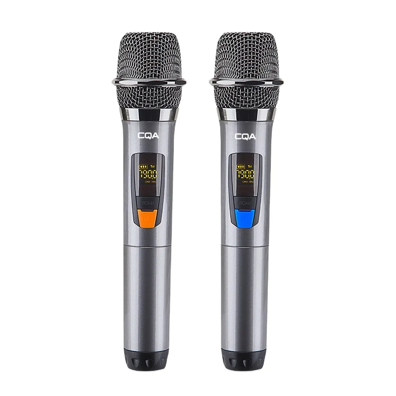 CQA UHF Dual Channel Professional Handheld Wireless Microphone for Karaoke