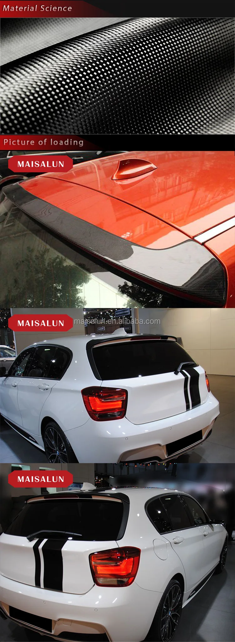 Mp Style Carbon Fiber Rear Spoiler Tail Wing Trunk Spoiler For Bmw 1