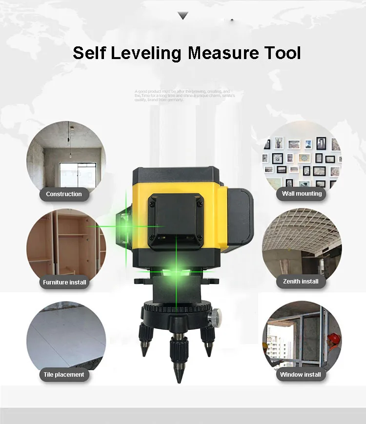 Outdoor 12 Lines Green Beam Laser Level For Flooring Self Leveling 3D Laser Level Equipment