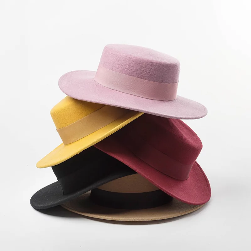 flat top hat with ribbon