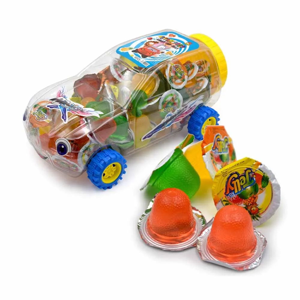 夢色パティシエール　カード　ブルーハワイのスターゼリー　フルーツトッピング 車の形プラスチック包装ゼリーカップハラールドリンクフルーツ