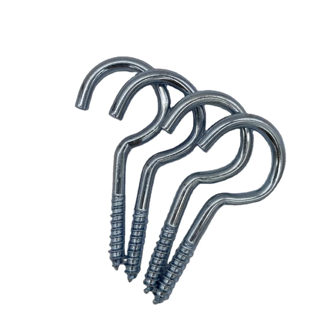 Hooks Question Mark Hook Metal Screw  White Painted Cup Hook