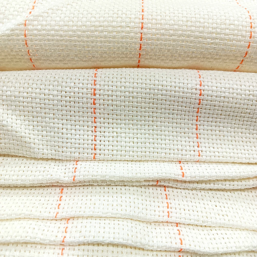 Organic Breathable Embroidered Cross Tufting Cloth with Marked Lines Fabric Punch Needle for Girls Boys for Home Textile Use