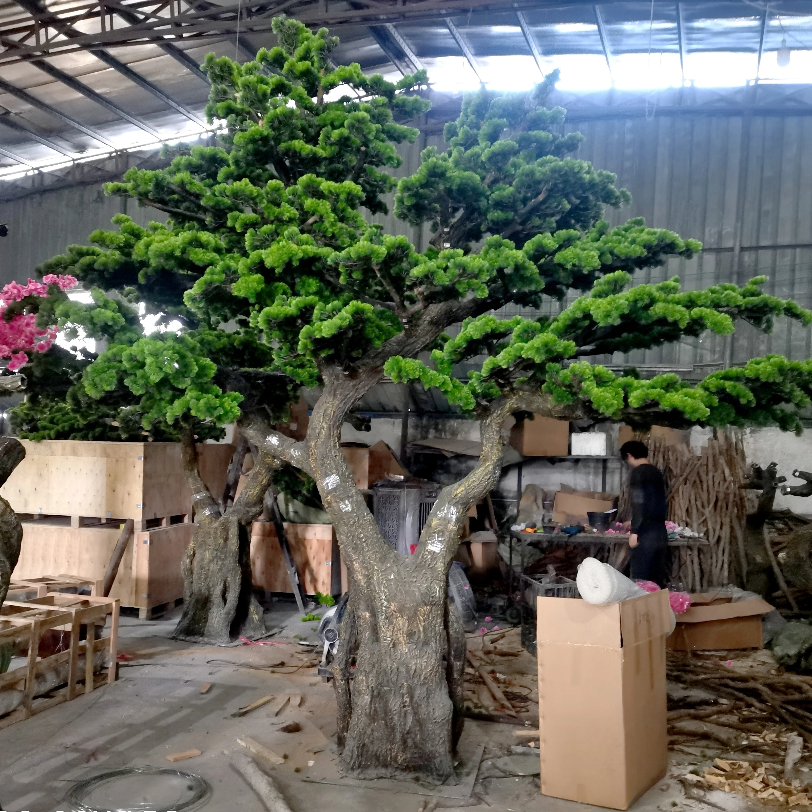 Large Outdoor Indoor 1M 2M 3M Green Natural Artificial Bonsai Plant Pine  Tree Artificial Bonsai Tree for Garden Decor