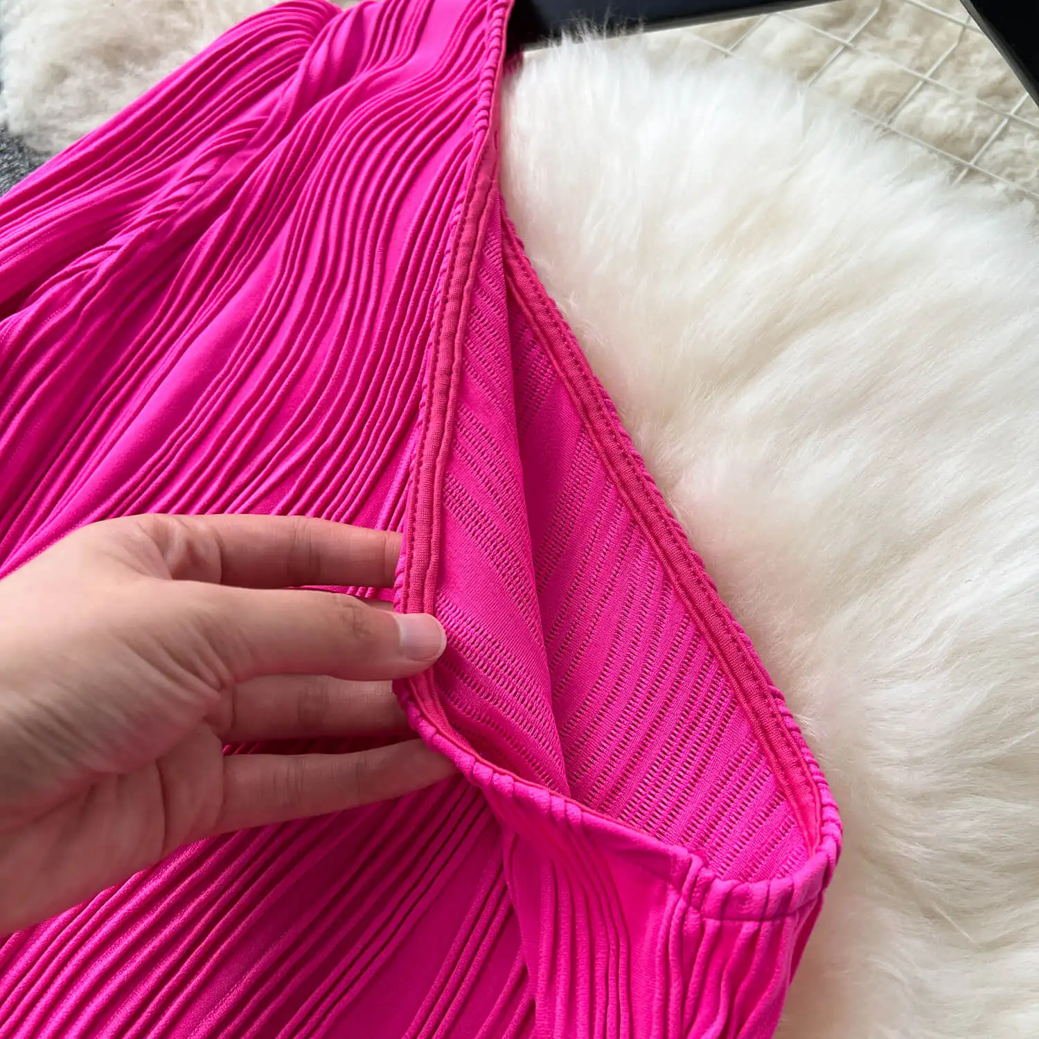 Highend Refined Temperament Oblique Neckline Offtheshoulder Waist