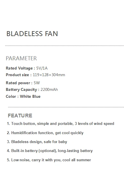 Portable Leafless Air Cooler Fan Usb Rechargeable Spray Humidifier_voghion.com