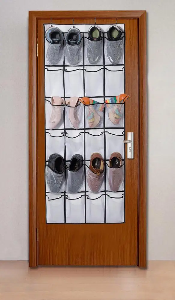 Hanging Shoe Organizer Clothes Closet Organizers and Storage Shelves Hat Holder with Large Shelf and Side Mesh