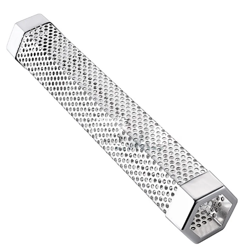 Stainless Steel BBQ Grill Smoker  Outdoor Camping Hexagon Mesh Smoking Tube Smokers Barbecue Accessories Entertaining Tools