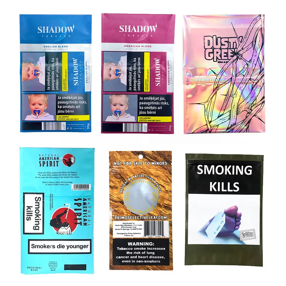 tobacco baccy Wholesale Tobacco Baccy Bag Packing Zipper Rolling Tobacco Packaging Pouch