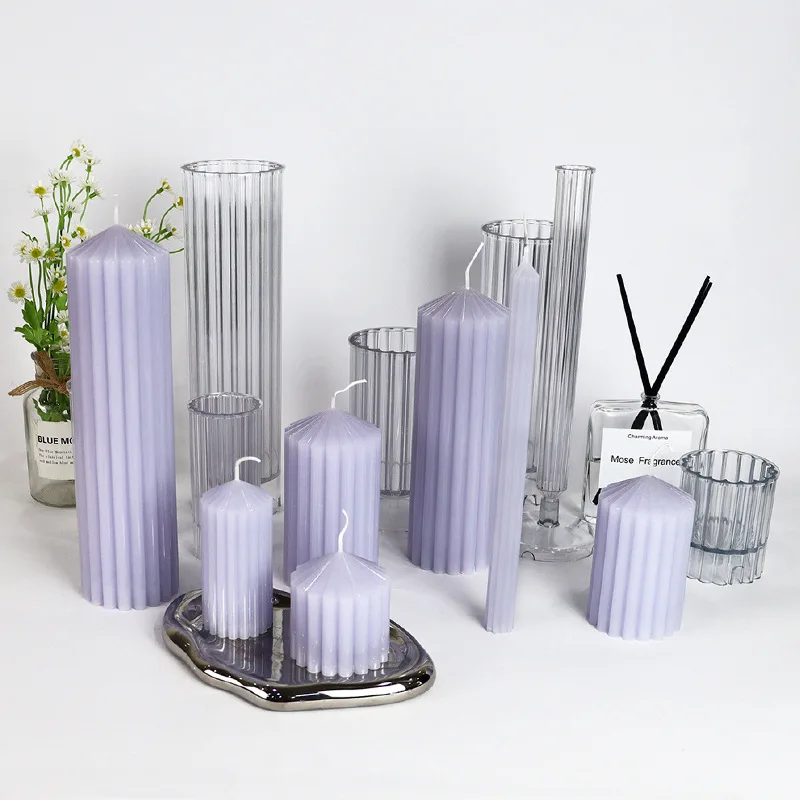 Large Acrylic Cylinder Rib Candle Molds Pillar Candle Mold Pointy Top