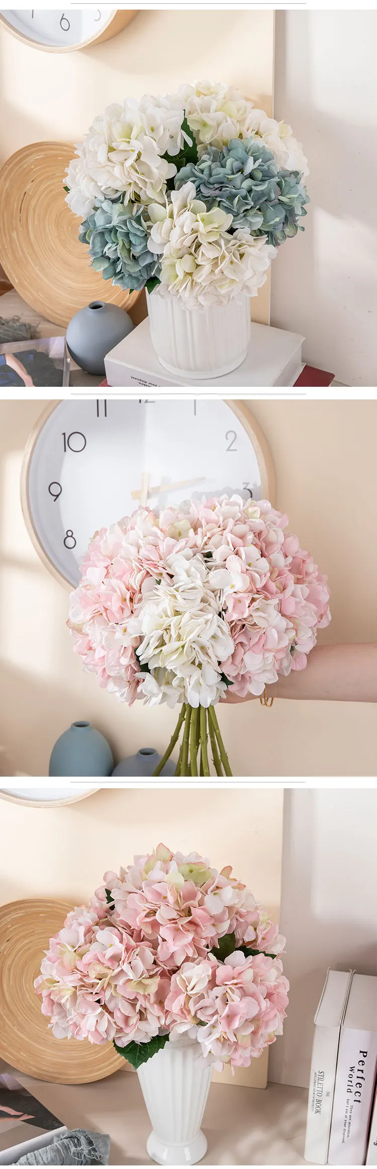Mw52665 Artificial Flower Hydrangea Hot Selling Wedding Decoration Silk