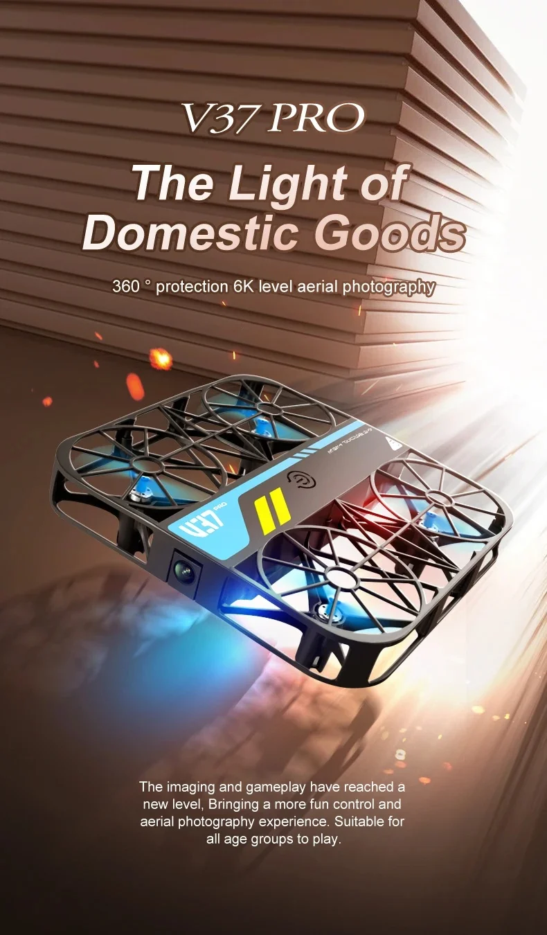 Factory V37 Pro Square Drone 4K HD Camera FPV Live Video Gravity Sensor One Key Take-off Remote Control Small Selfie Drone Toys