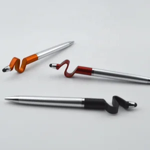 Multi Function 3 in 1 Promotional Stylus Touch Screen Pen With Phone Stand Holder Plastic Stylus Ball Pen
