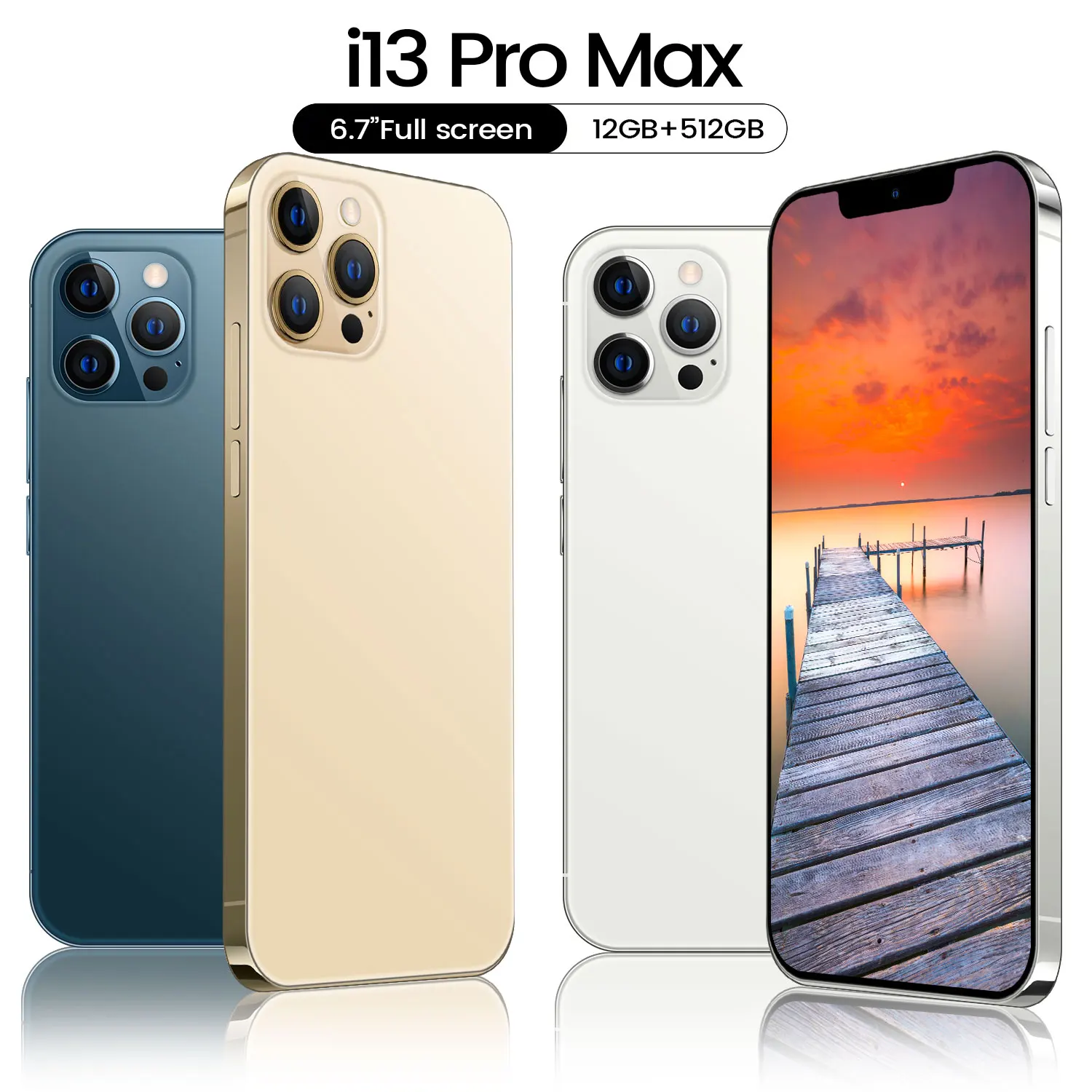  i13pro MAX (A61) 4 GB de RAM y 64 GB de memoria interna  expandible 5G teléfono celular cuatro cámaras 32MP teléfono celular barato  y bueno teléfonos celulares 6800mAh Smartphone Dual SIM