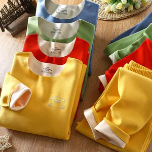 Children's Velvet Set Autumn and Winter Boy and Girl's Underwear Set Large Warm Underwear Suit Baby Clothes for Kids