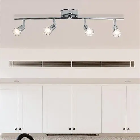 Iluminação LED premium cromada para sala de estar, trilho de 4 luzes, spots de parede multidirecionais para uso comercial._voghion.com