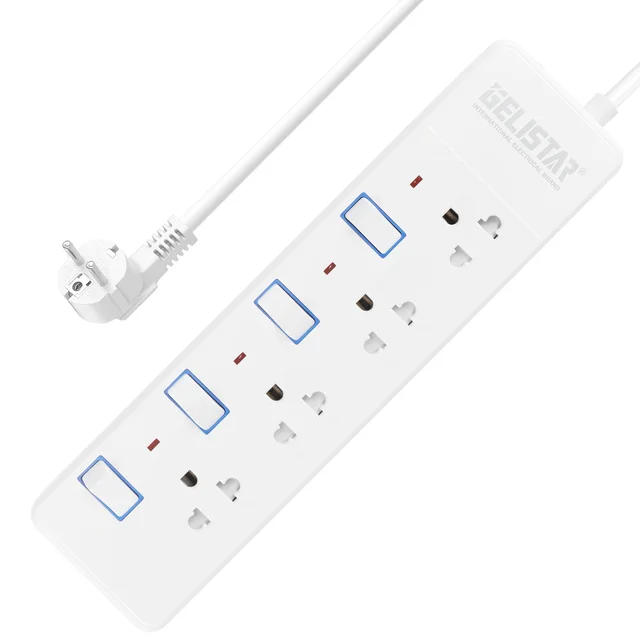 Customize Thailand Type Extension Sockets 4 Outlets Individual Switch Color White Factory Wholesale Electric Power Strips
