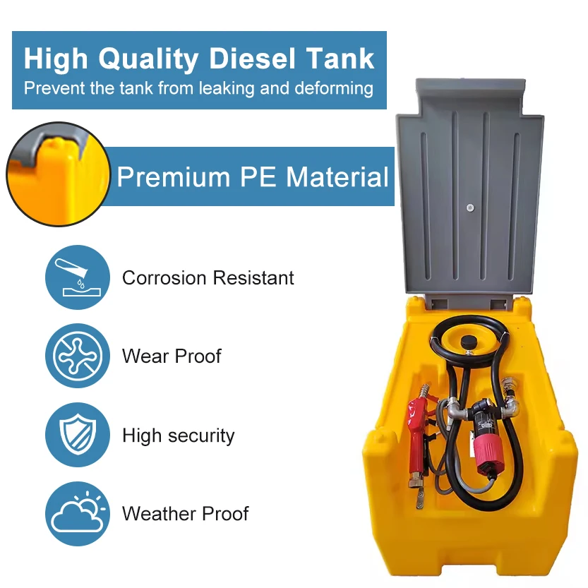 Portable 500 liter fuel tank with pump plastic gasoline diesel polyethylene storage tank hot sale details