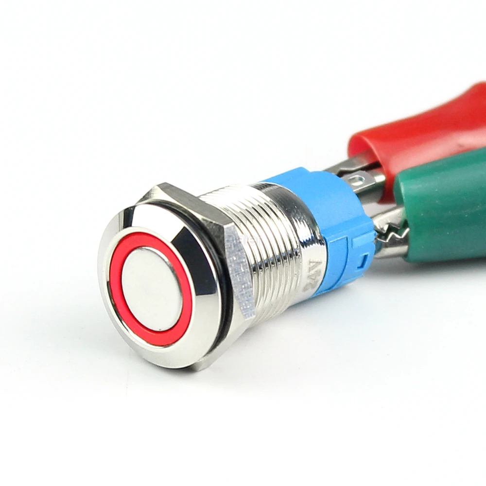 12MM Momentary Push Button Switch Led Illuminated Push Button Switch IP65 Waterproof Push Button Switch 4 Pins Normally Open