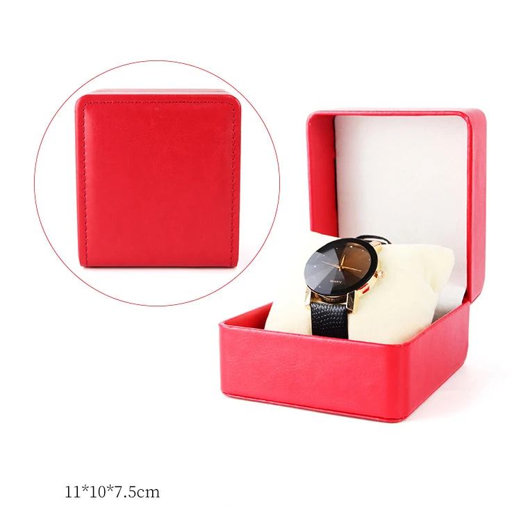 Luxury Black Red White Pu Leather Small Watch Box Case Packaging ...