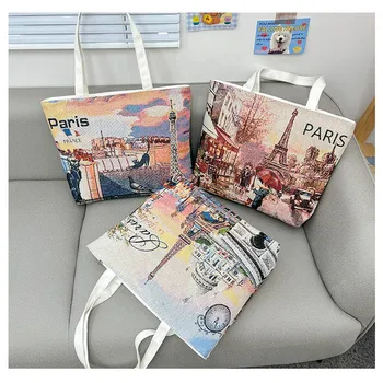Cotton Canvas Bag Custom Print LOW MOQ Custom Paris Promotional Idea Gift and Craft Item shopping Reusable Large ECO Tote Bag