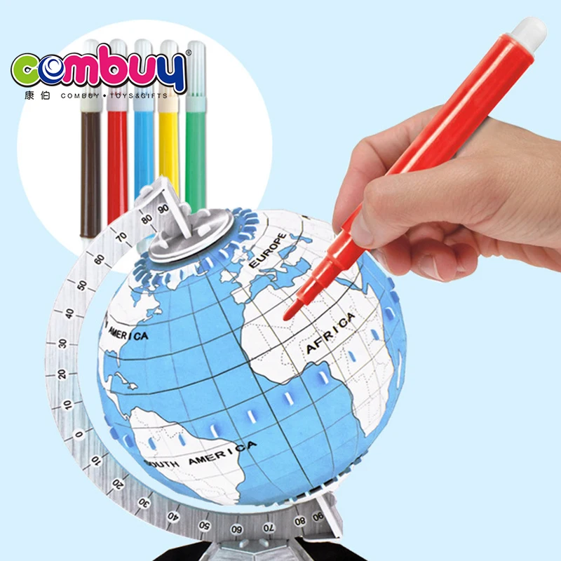 Drawing Colorful Puzzle Globe Model Kids 3d Painting Paper with Pen