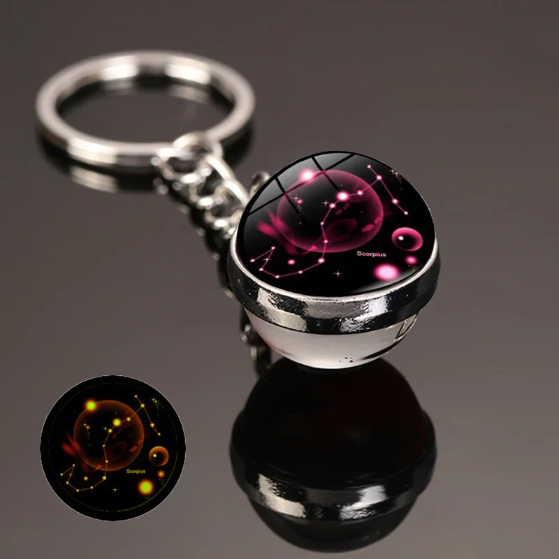 Luminous 12 Constellations Keychains Star Keychains