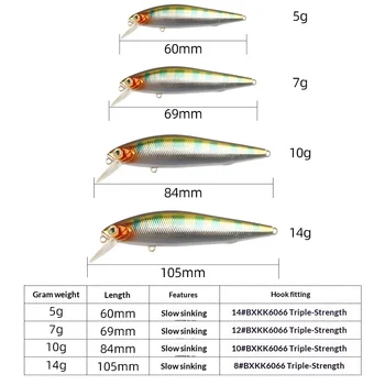 Espressif Long-Cast Silver Big Knife Minnow Lure Slow-Sinking Dead-Fly Bait Slant-Eye Mandarin Fish Bass ABS Freshwater Hooks – Minnow – view 4