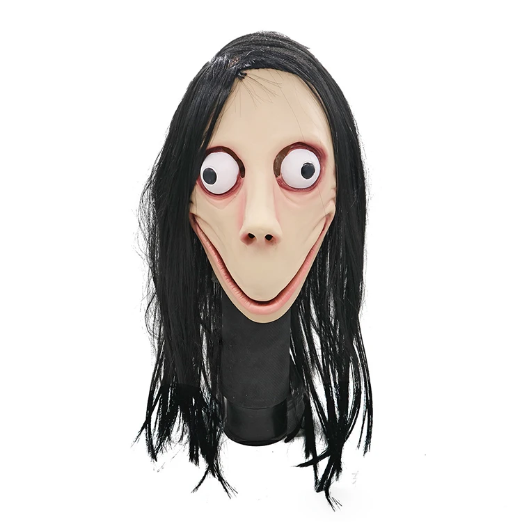 High Quality Horrible Decorative Momo Latex Mask Halloween Scary Props Mask Momo With Long Hair - Buy Momo Mask,Momo Mask,Horror Mask Momo Product on