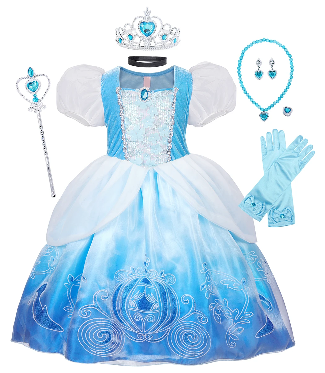 Toddle Girls Kids Cinderella Princess Cosplay Party Costume Fancy Dress Outfits