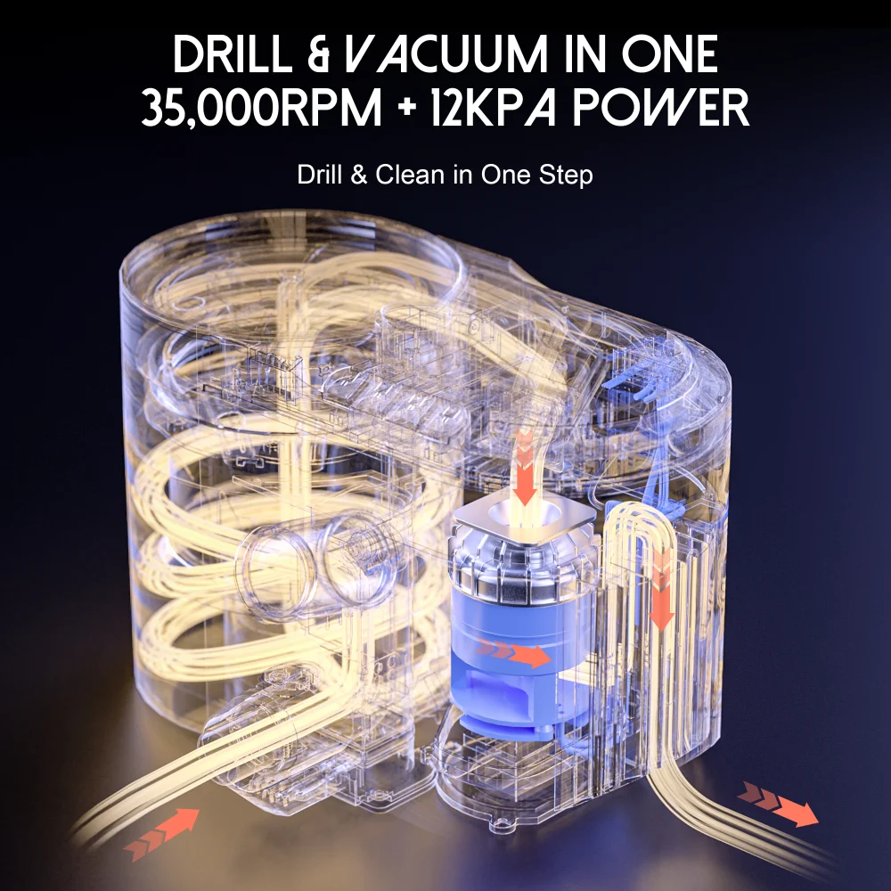 35000RPM Customizable Professional 2-in-1 Dust Collector Nail Grinder Drill with Vacuum Suction  Machine