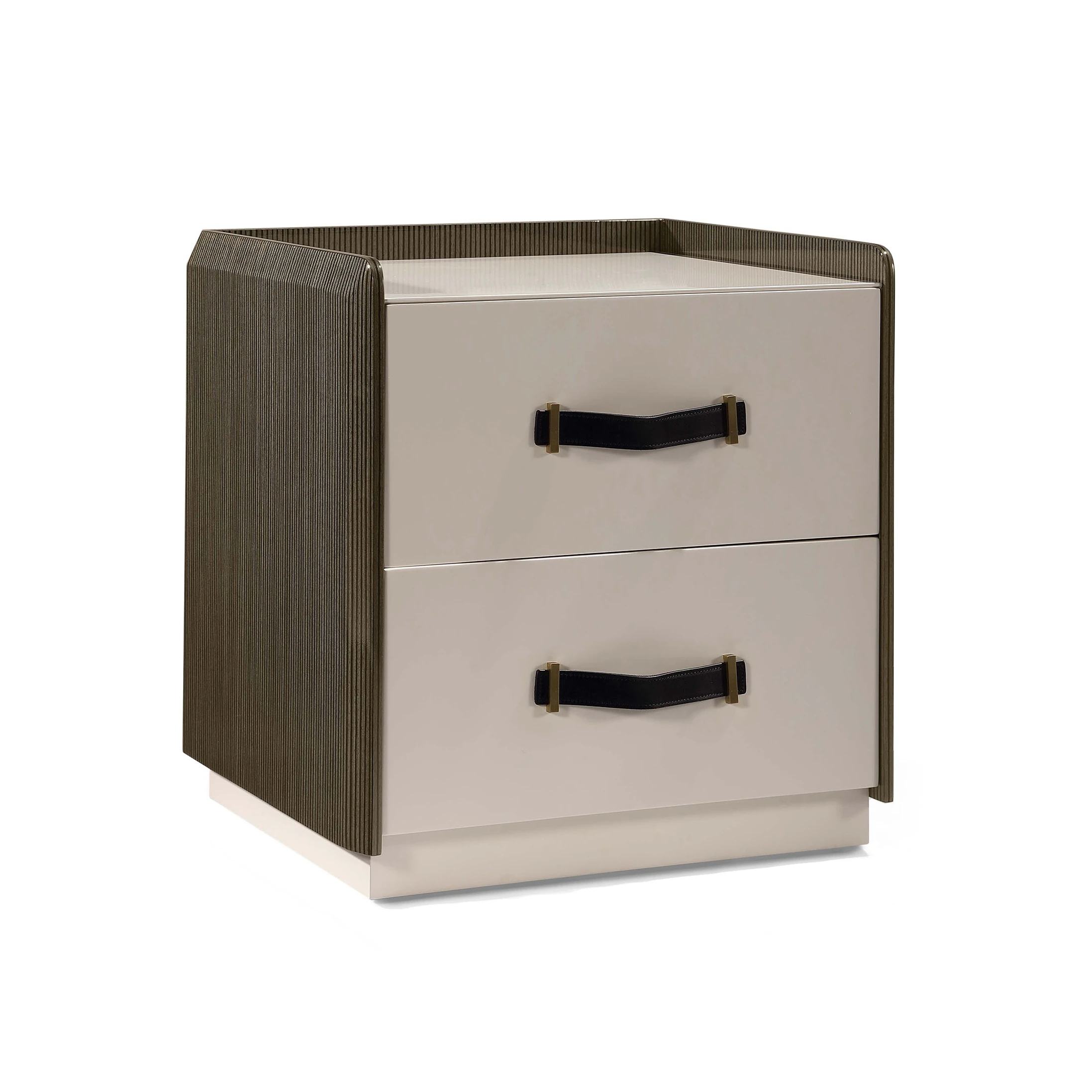 Modern wooden bedside table with double drawers for bedroom home