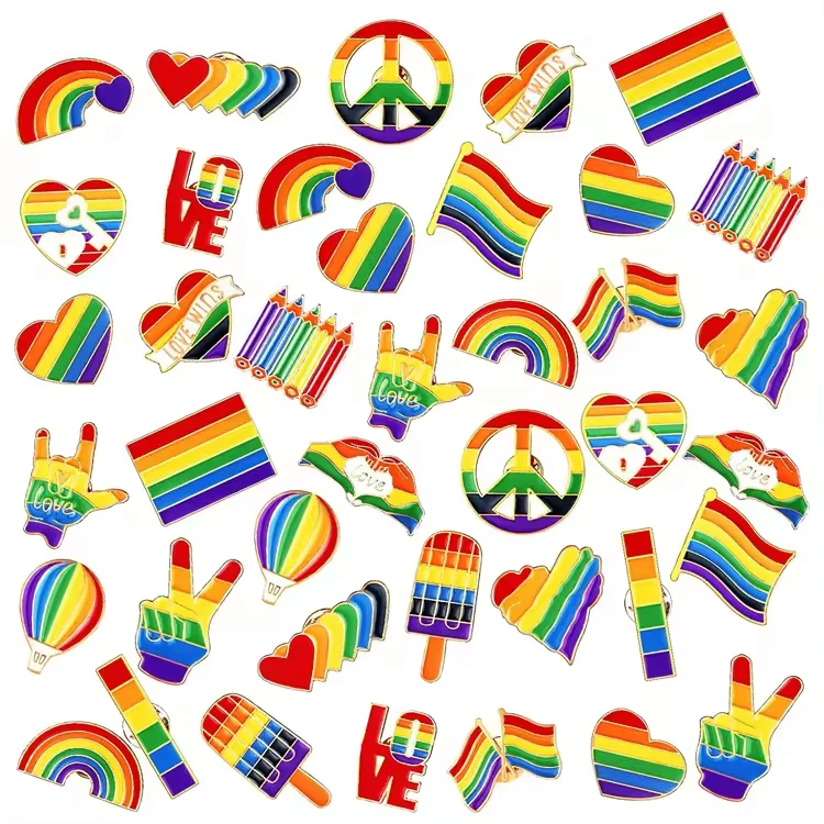 Wholesale Custom Tinplate Lesbian Homosexual Flag Pin Metal Rainbow ...