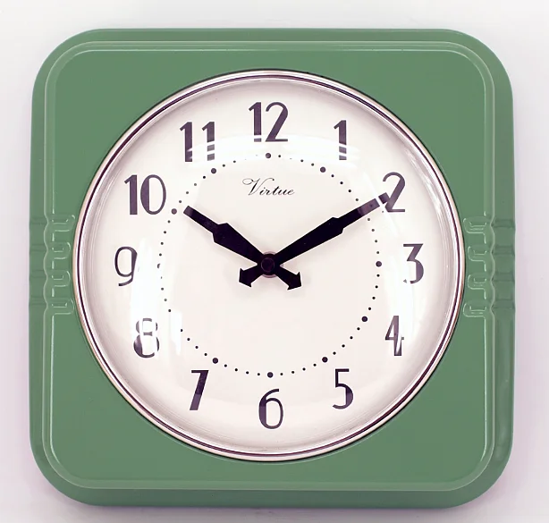 Gifts Retro Wall Clocks Home Decorative square Plastic Quartz Custom Kitchen Analog Type Clock for Promotional