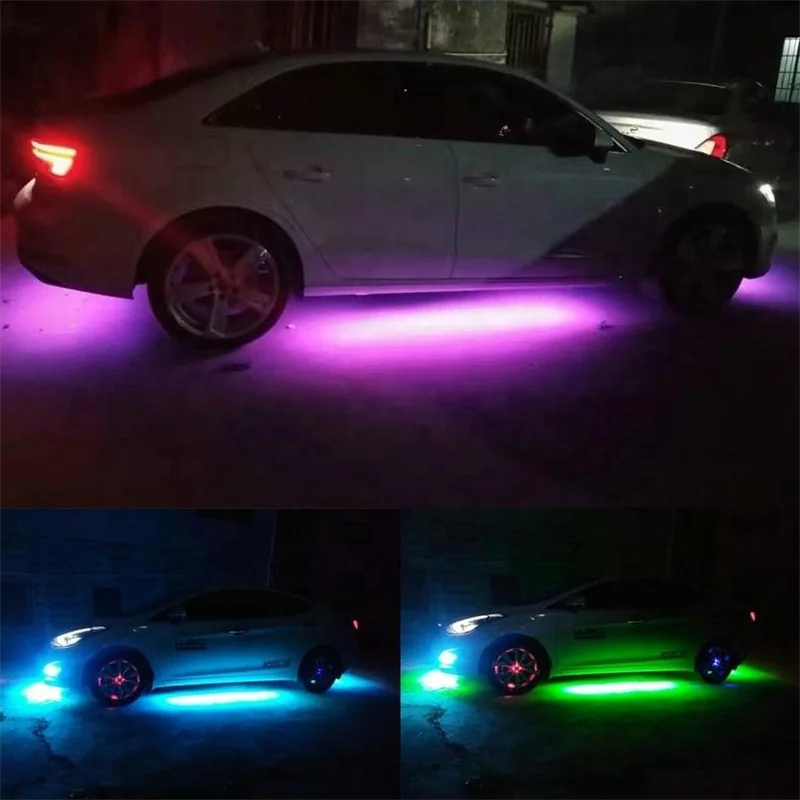 4PCS 8 Colors Multicolor RGB IR Remote LED Strip Under Car Tube Underglow Music Sound Active Sensor Lights (36"x2, 48"x2)