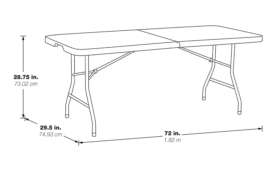 standard white folding table size