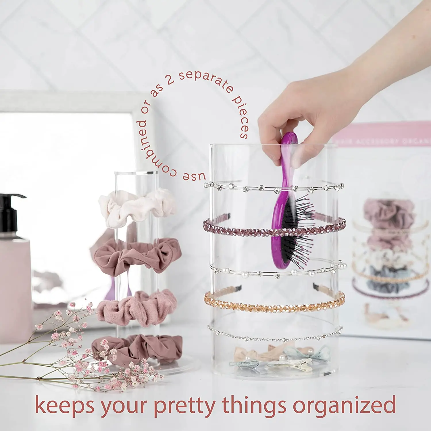Multi-Functional Clear Acrylic Organizer for Hair Accessories Headband and Scrunchies Holder