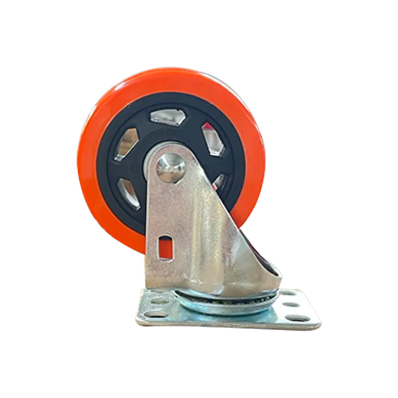 Hot sale orange industrial rigid swivel pu casters wheel 4 inch details