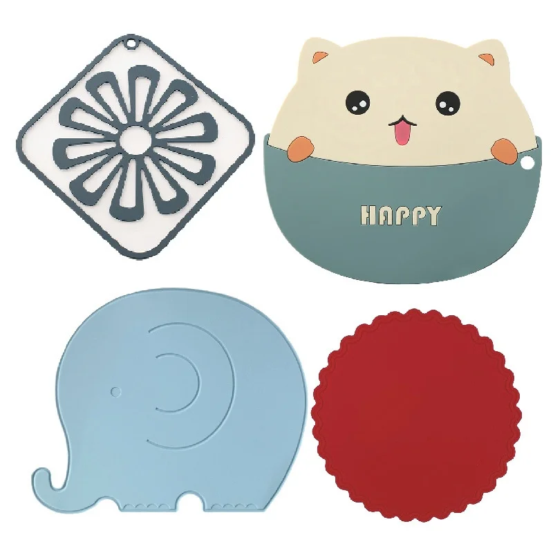 Manufacturer Custom Cartoon Silicone Coasters Creative Cute Heat Insulation Non-Slip Soft PVC Pad Placemats