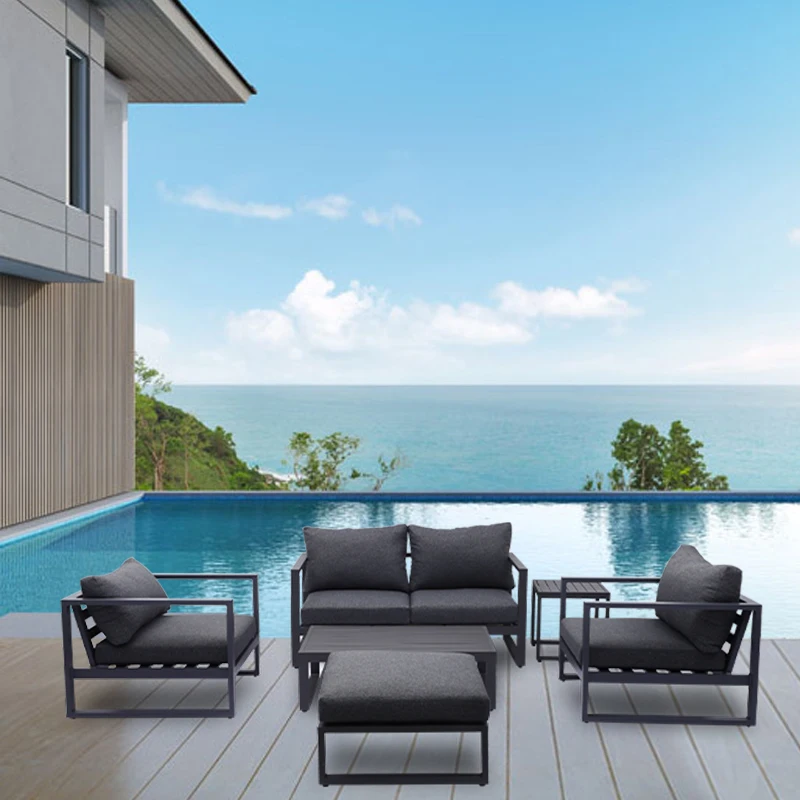 American Style Garden Set With Aluminum Frame Includes Sofa Table And