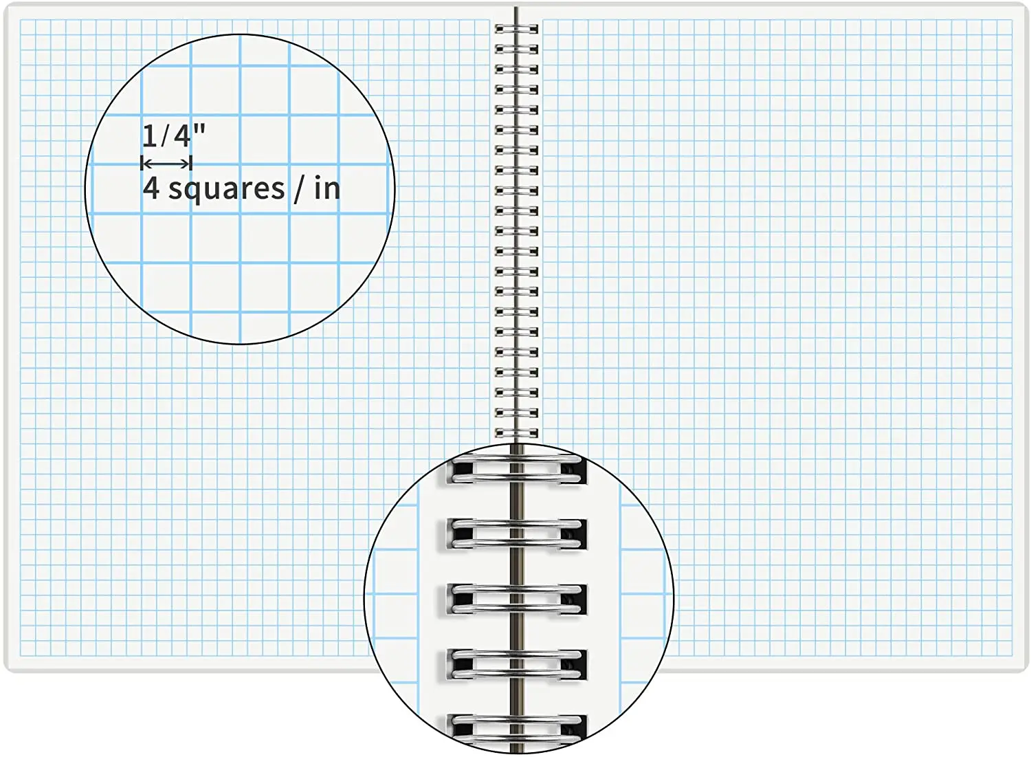 White Color Large Graph Ruled Squared/Grid Pages Spiral Notebook Custom ...