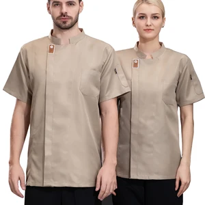 Wholesale Custom LOGO Chef Coat Kitchen Short Sleeve Shirt for Men Waterproof Working Jacket Chef Clothes Uniform