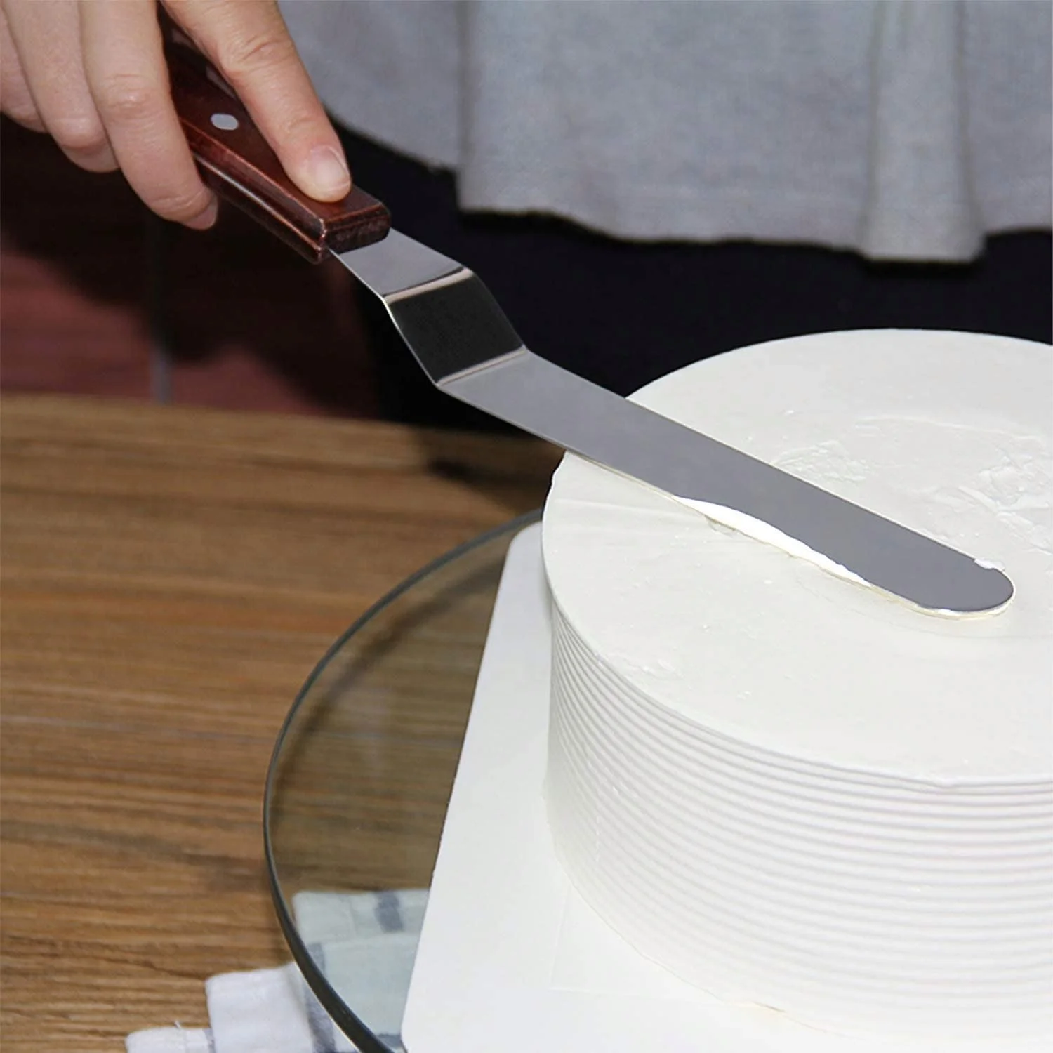 Spatola Dritta In Legno In Acciaio Inossidabile Per Decorare La Della Torta Utensile Liscio Con Manico In Legno Per Cottura Della Pasticcer 94705521