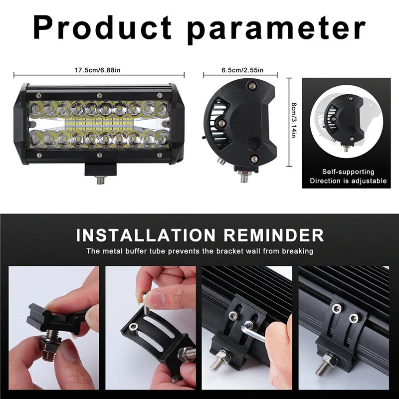 thumbnail image 2 of Aazon.co: 8 Pack 7 Inch LED Light Bar 144W 24, 000L Off Road Fog 2 of 14