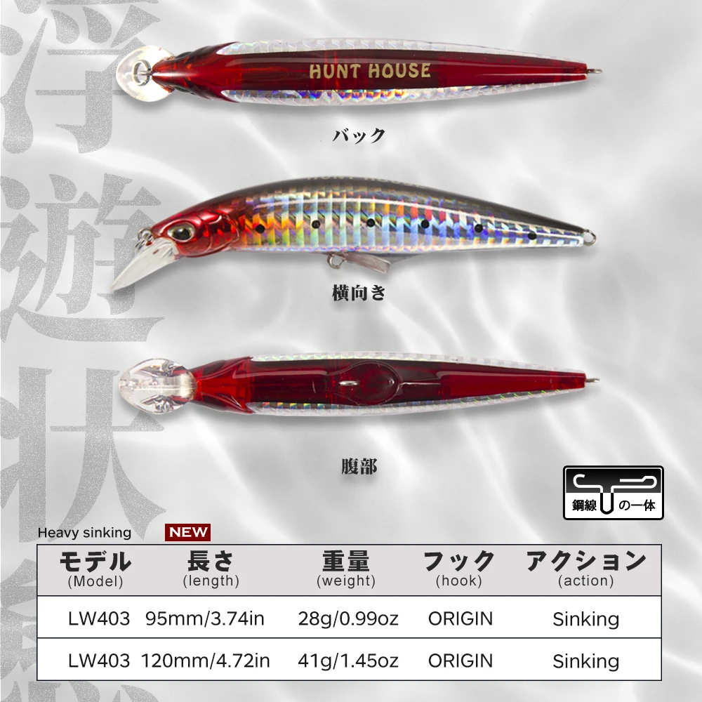 Hunthouse Wobly crayon leurre de pêche appât dur à coulage lent WTD Hunthouse Wobly crayon leurre de pêche appât dur à coulage lent WTD