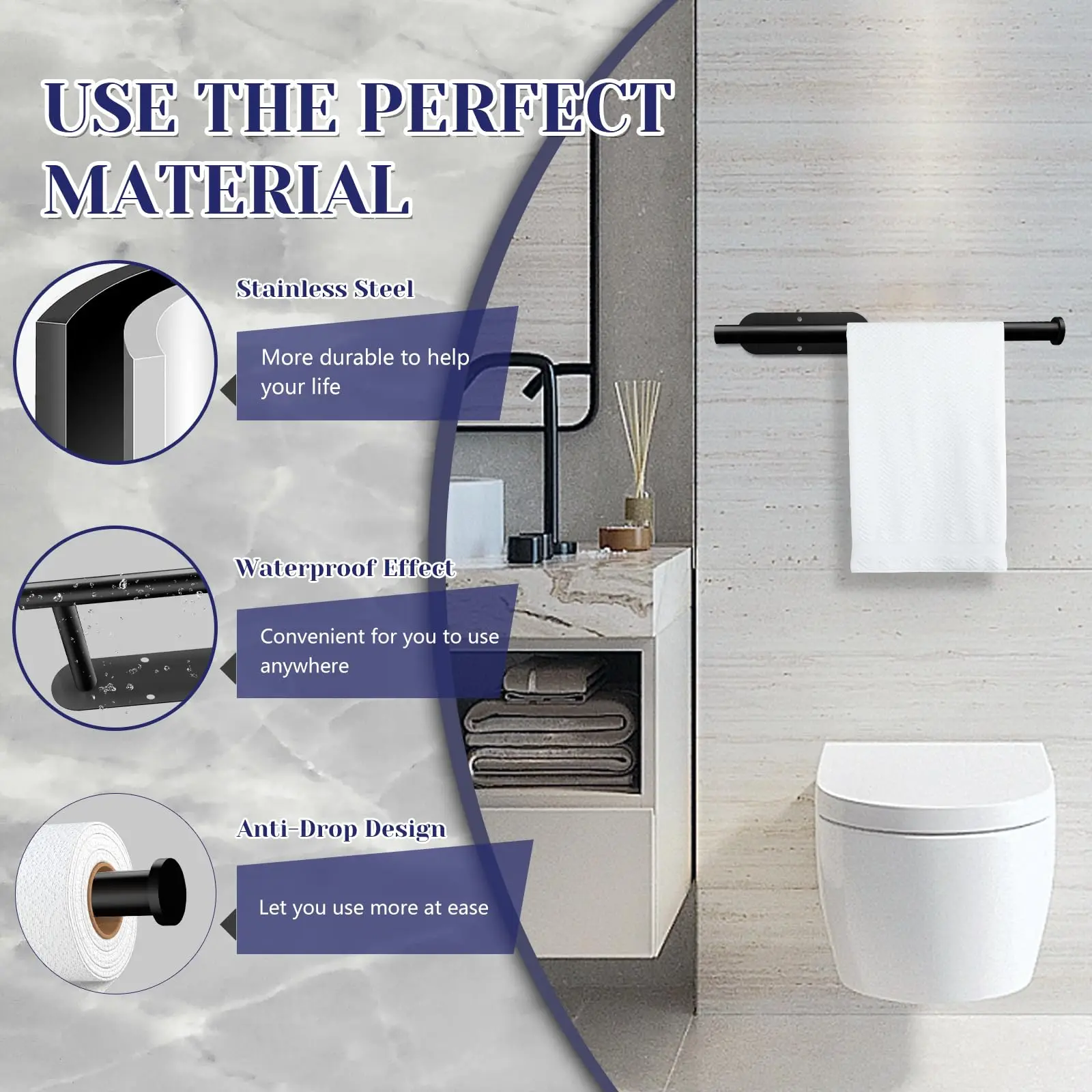 product wooden wall mounted paper towel holder self adhesive or drilling kitchen paper roll rack for bathroom laundry  pantry storage-8