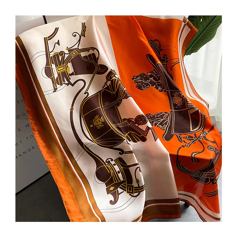 Оптовая продажа 2022, высококачественный Женский Роскошный дизайнерский шелковый шарф, женские шали, модный Шелковый головной платок с принтом лошади, шарфы