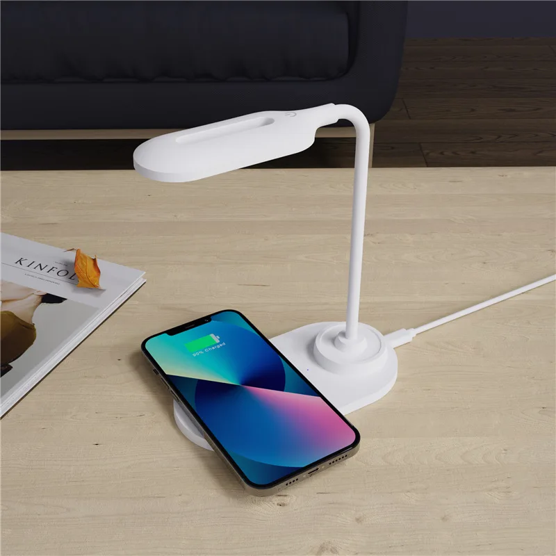 HT-12 Color LED Desk Lamp Built-in 15W Wireless Charger for Students Table Lamp Creative New Product
