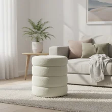 2026 High Quality New Design FashionCustom Round Storage Ottoman Footstool