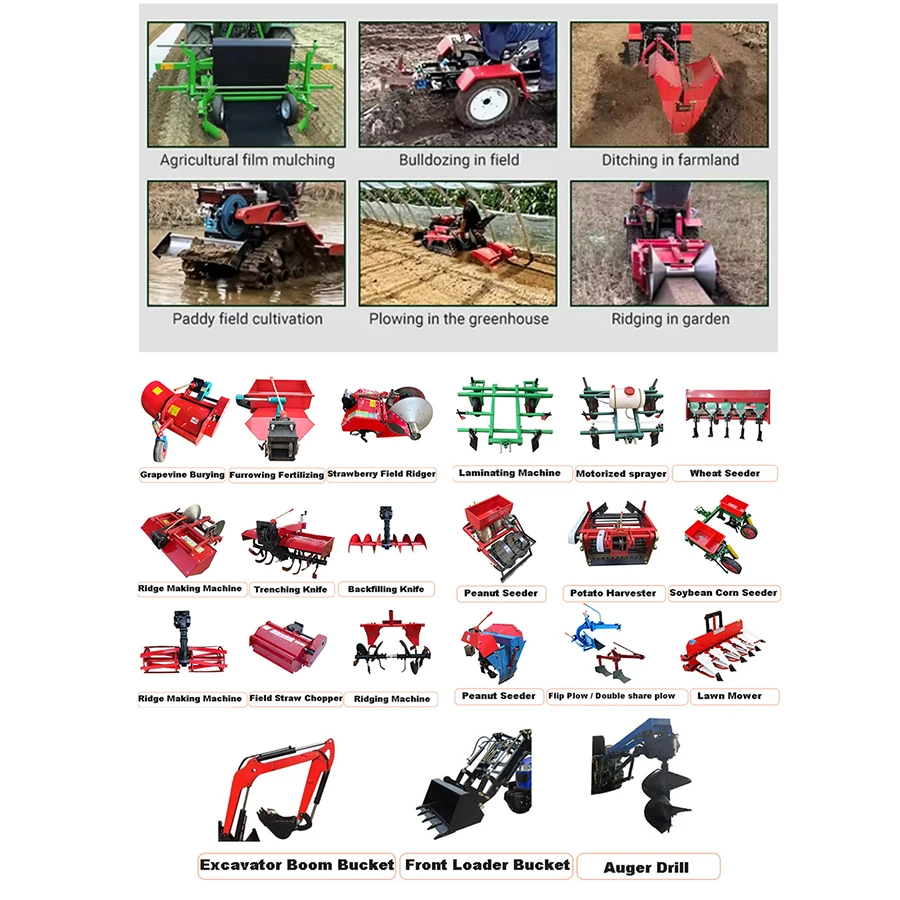 Remote Control Multifunction Ride on Chinese Mini Farm Tiller Crawler Cultivator Tractors With Track for Sale